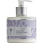 Lavender hand lotion in a white bottle, featuring the Pre de Provence brand, with a floral lavender design on the label.