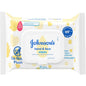 Johnson's Baby disposable hand and face cleansing wipes in a package, gentle and soft for baby's skin cleaning.