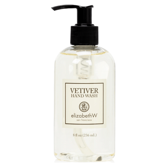 Elizabeth W Vetiver Hand Wash in an 8oz bottle, featuring natural vetiver scent and gentle cleansing formula.