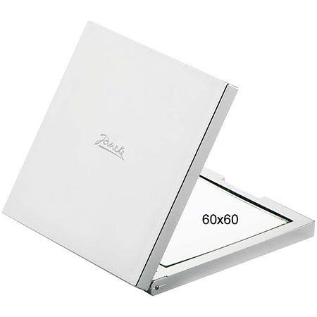 Janeke silver handbag mirror with 3x magnification, 60x60mm compact pocket mirror for quick beauty checks.