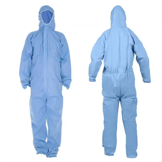 SMS disposable hazardous material coveralls with hood and booties, zipper front, 3XL size, by Pasteur Pharmacy, case of 40.