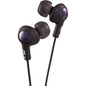 Black JVC HAFX5B Gumy Plus inner ear earbuds, compact headphones with ergonomic design for comfortable listening.