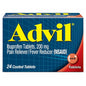 Advil Ibuprofen pain reliever and fever reducer 200 mg coated tablets from Pasteur Pharmacy, displayed in blister pack.