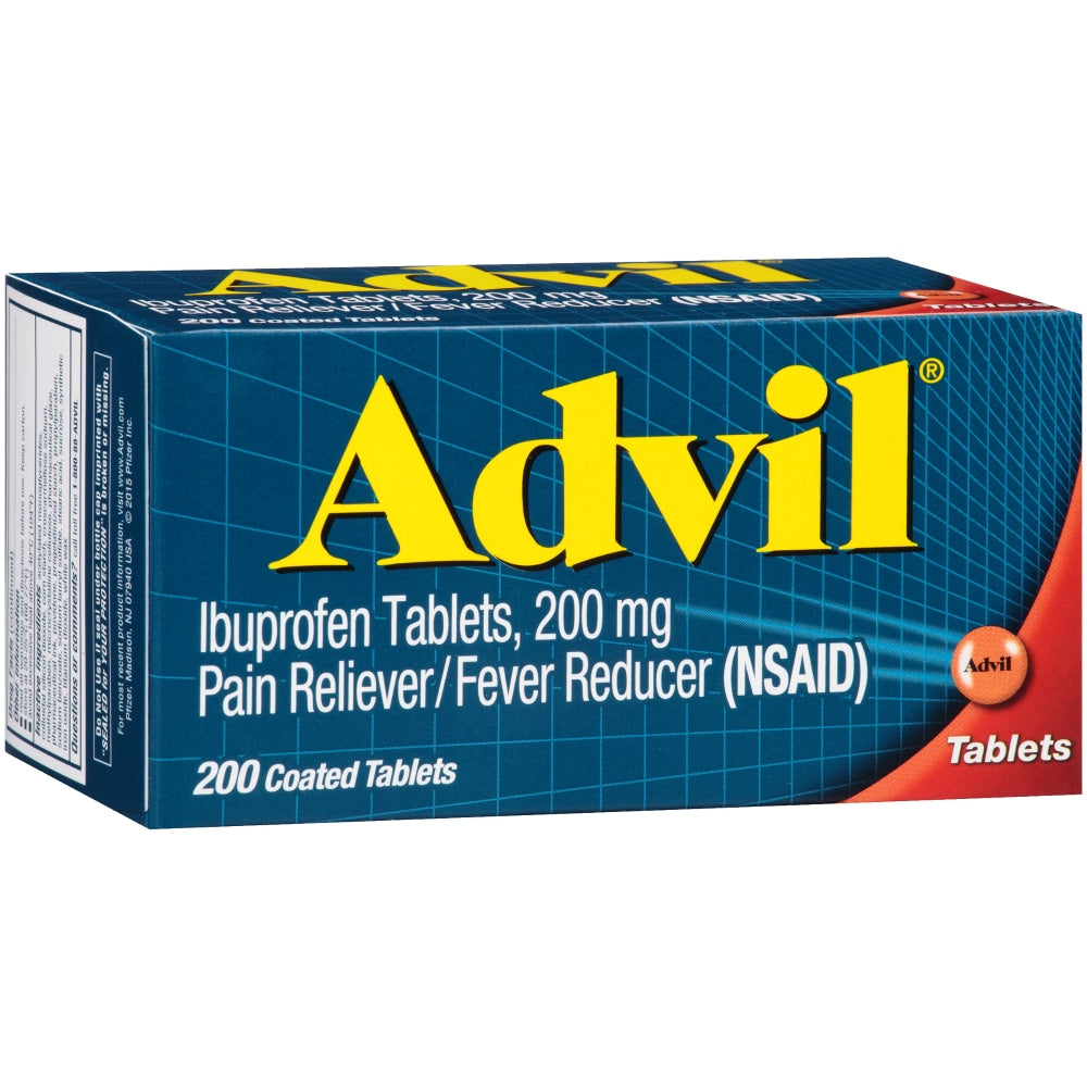 Advil Pain Reliever & Fever Reducer tablets with 200 mg ibuprofen, coated tablets for headache, backache, menstrual, or joint pain