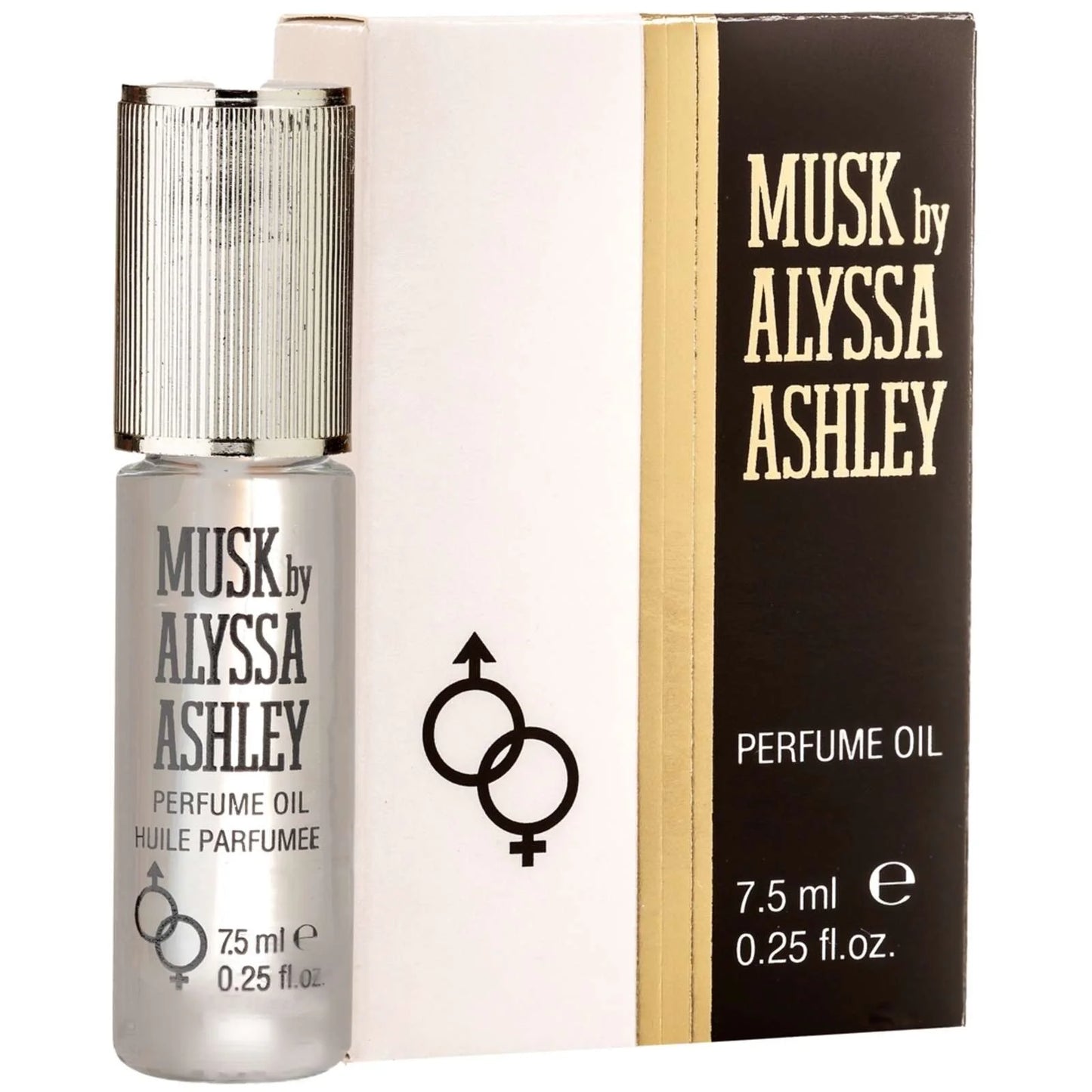 Alyssa Ashley Musk Oil in a 0.25 fl oz bottle, natural health and beauty product with a simple, elegant design.