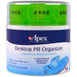 Apex Carex plastic desktop pill organizer with multiple compartments for medication storage, in a health and beauty setting.