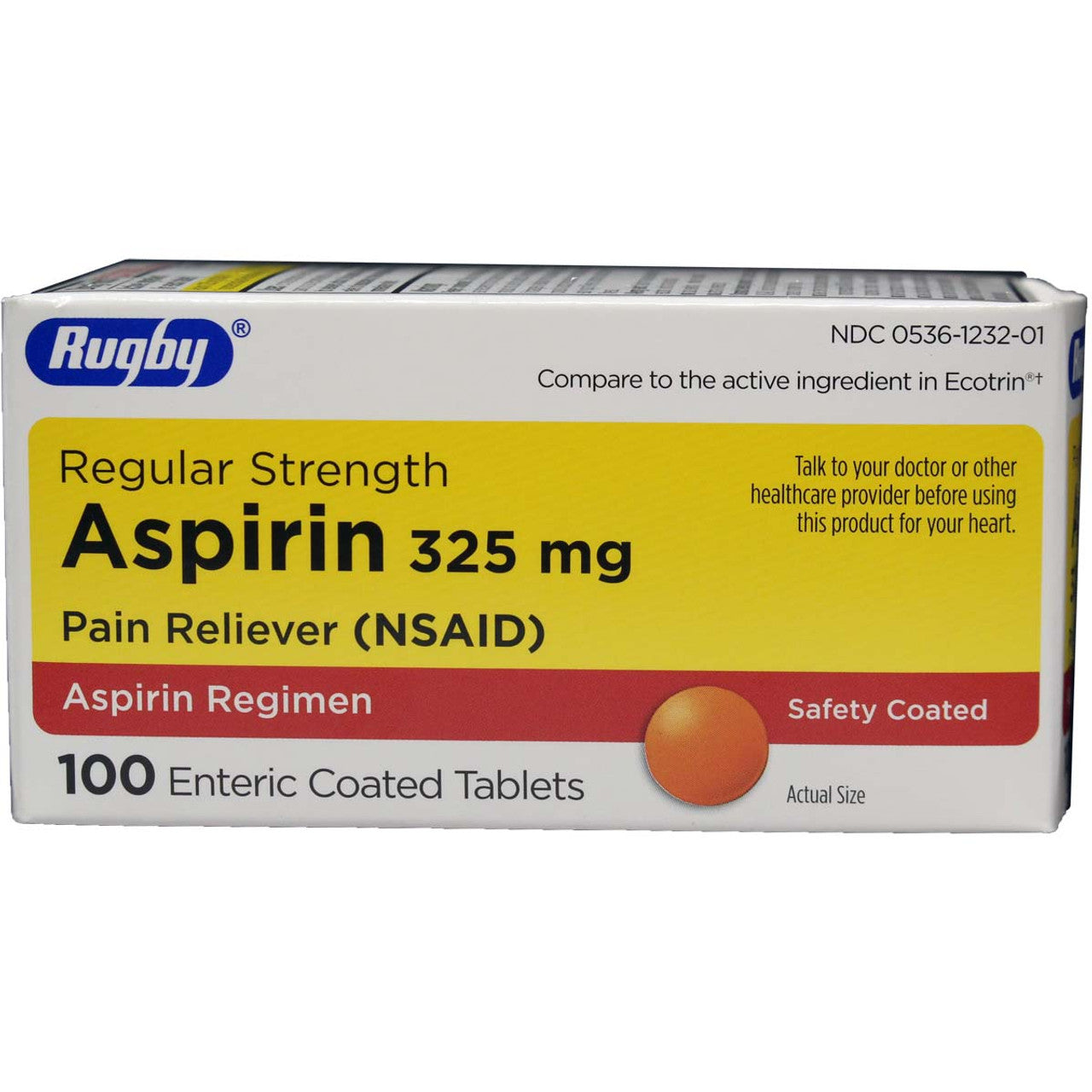 Aspirin TB 325 mg bottle from Pasteur Pharmacy, 100 ec tablets for pain relief and anti-inflammatory use.