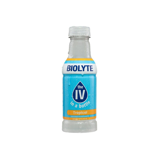 Biolyte Tropical Energy Drink in 16 Fl Oz bottle, a health and beauty electrolyte beverage by Pasteur Pharmacy.