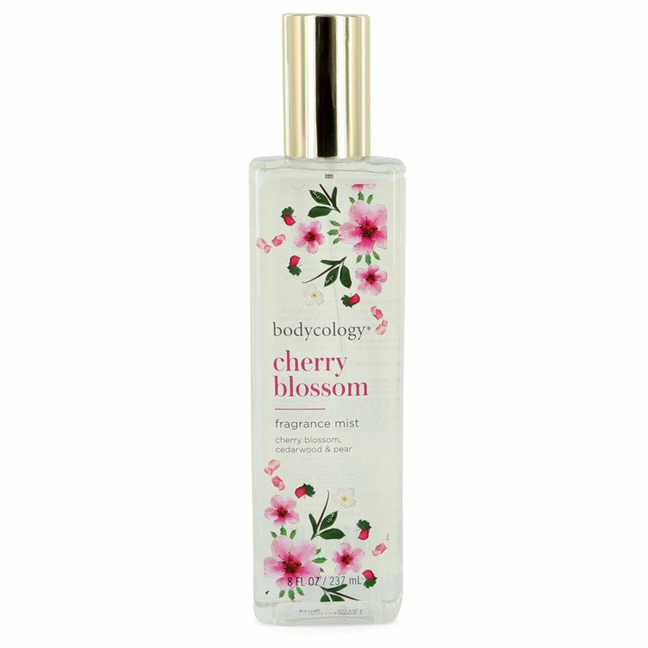Bodycology Cherry Blossom fragrance mist spray in an 8 oz bottle, featuring floral cherry blossom scent for health and beauty.