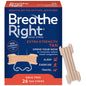Breathe Right Extra Strength Tan Nasal Strips for improved airflow, shown on a white background.