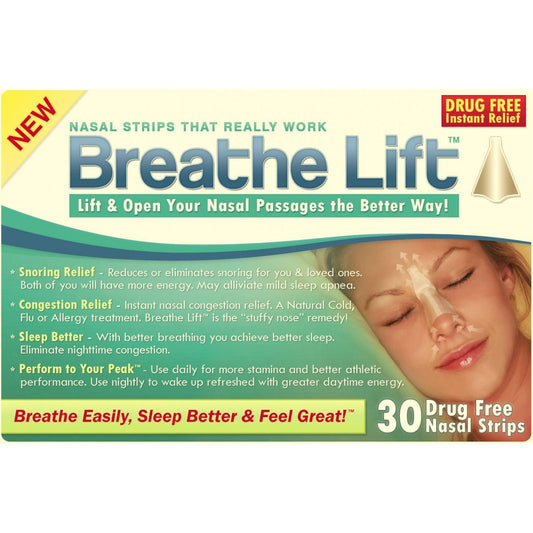 Breathe Right Extra Tan nasal strips box, 26 count, from Pasteur Pharmacy, designed to help open nasal passages for easier breathing.
