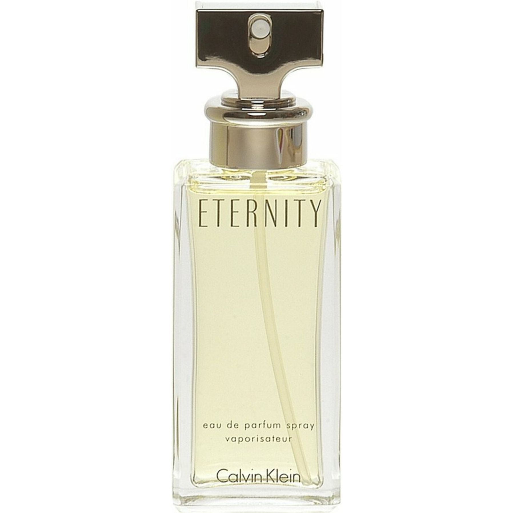 Calvin Klein Eternity Eau De Parfum 50ml spray for women, featuring elegant perfume bottle and floral design.