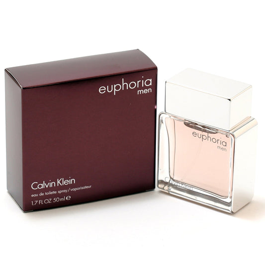 Calvin Klein Euphoria for Men Eau De Toilette spray, 1.7 oz bottle, health and beauty product with sleek packaging.