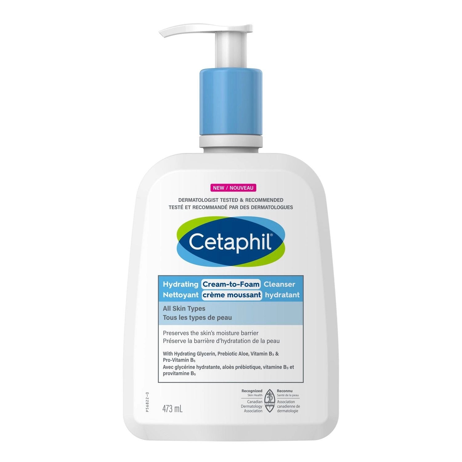 Cetaphil Hydrating Foaming Cream Cleanser in 8 oz bottle, gentle face cleanser with hydrating formula for healthy skin.