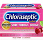 Chloraseptic Total Sore Throat and Cough Lozenges in Wild Cherry flavor, Pasteur Pharmacy health and beauty product, close-up image