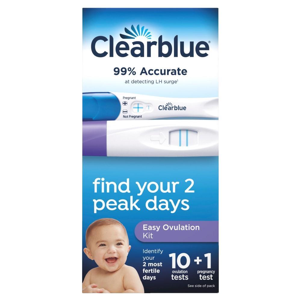 Clearblue Easy Ovulation Kit with Pregnancy Test, 11 count, showing test sticks and packaging for health and beauty use