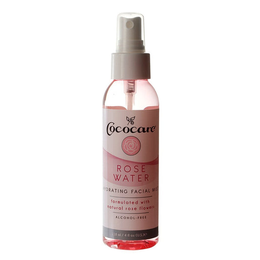 Cococare Hydrating Facial Mist with Rose Water in a 1 oz spray bottle, designed to refresh and hydrate skin.
