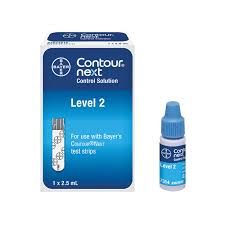 Contour® Plus Control Solution Level 2 normal for insulin pump, 2.5 mL bottle, used for diabetes management.