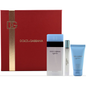 Dolce & Gabbana Light Blue 3-piece fragrance gift set for women, including perfume bottles and packaging, in a health and beauty display.