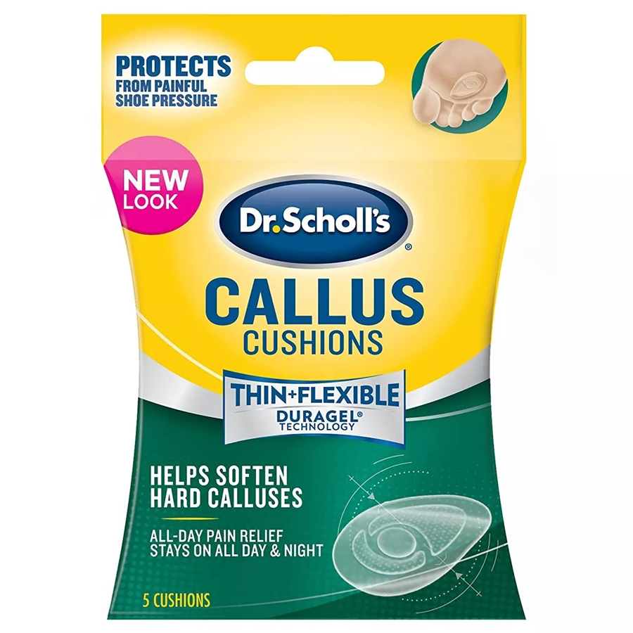 Dr. Scholl's Callus Cushions with Hydrogel Technology for soothing foot care, designed to reduce calluses and provide comfort.