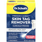 Dr. Scholl's Skin Tag Remover pack with 8 treatments, used for removing skin tags, in a health and beauty product setting.