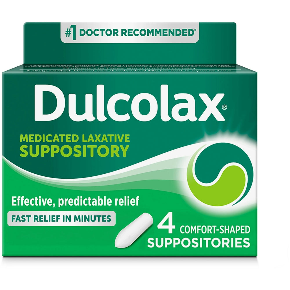 Dulcolax 10 mg laxative suppositories by Pasteur Pharmacy, comfort-shaped for easy use, in a health and beauty product image.