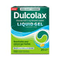 Dulcolax stimulant laxative liquid gels for constipation relief, shown in a blister pack with gel capsules.