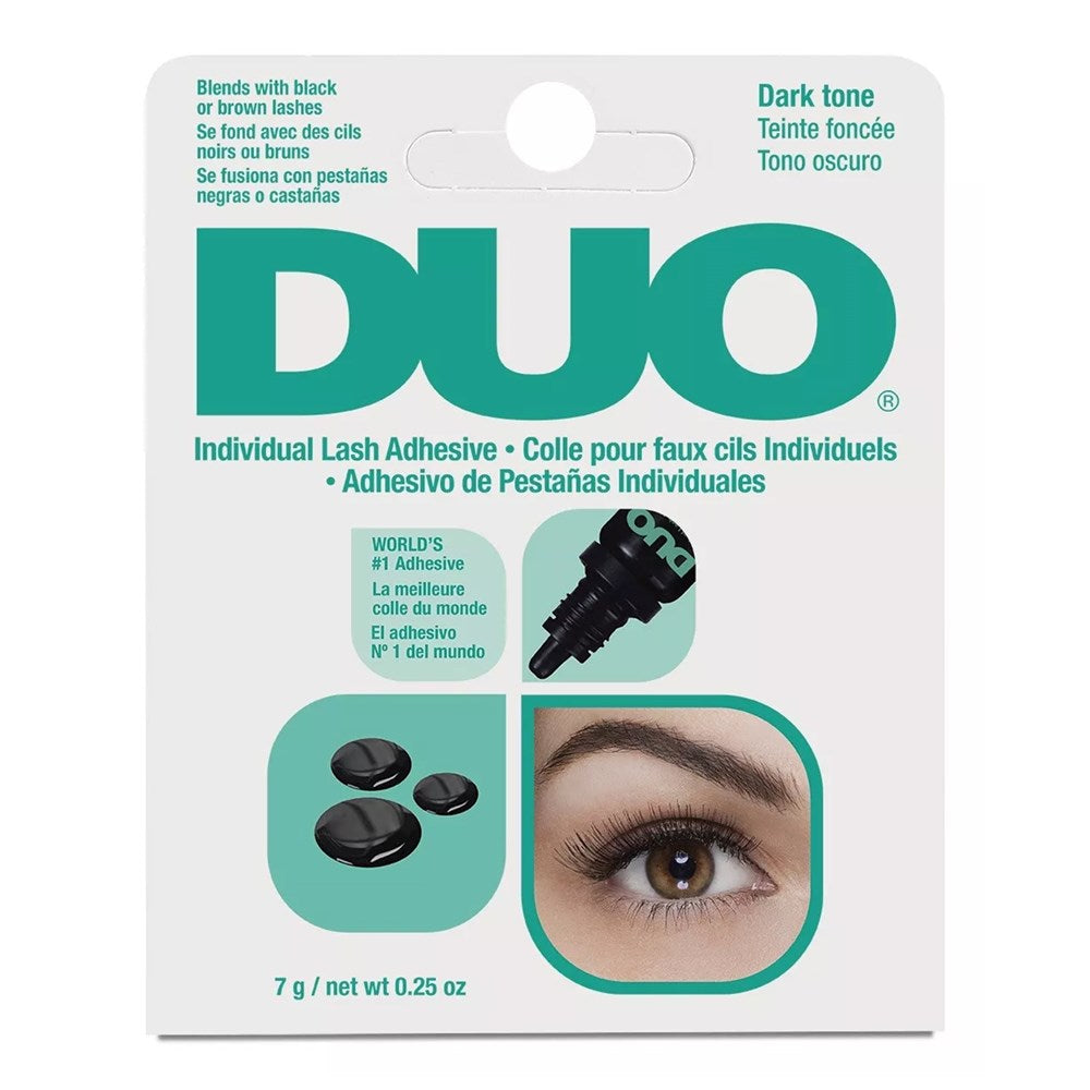 Dark tone DUO Individual Lash Adhesive 7G from Pasteur Pharmacy, close-up of the adhesive tube for false lash application.