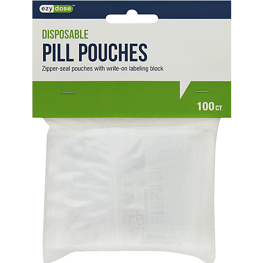 Ezy Dose Pill Pouches by Pasteur Pharmacy, small plastic storage containers for organizing daily pills and medication doses.