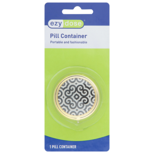Ezy Dose Round Fashion Pill Case in assorted colors, compact health and beauty accessory for storing pills and medication.