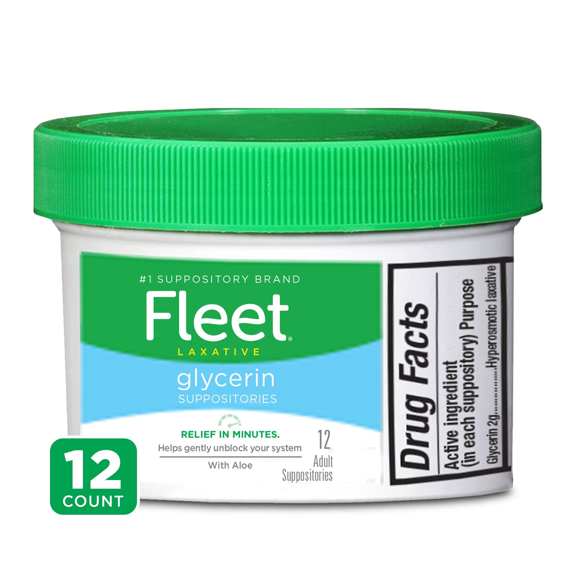 Fleet Laxative Glycerin Suppositories for adult constipation, health and beauty product by Pasteur Pharmacy, shown in the image.