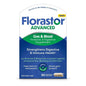 Florastor Advanced Gas & Bloat Probiotic supplement in a bottle, designed to support digestive health and reduce bloating.