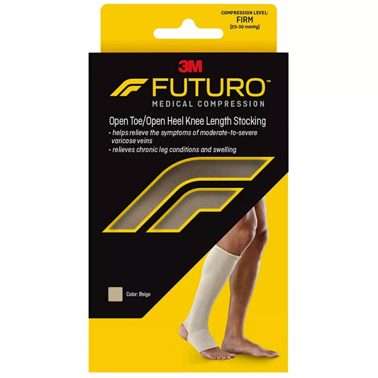 Futuro unisex therapeutic open toe stocking in large size, designed for health and compression therapy, shown on a white background.