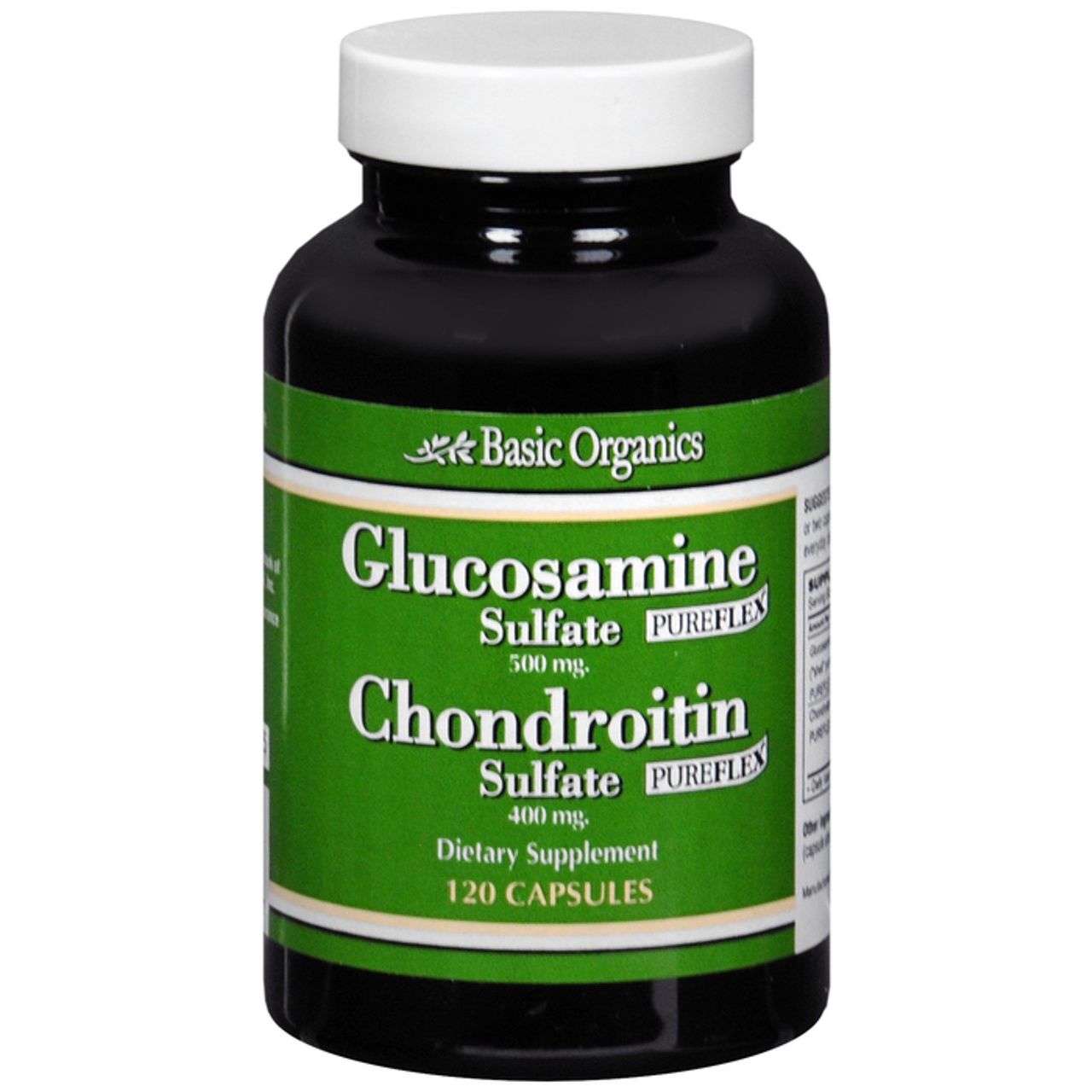 Bottle of Pasteur Pharmacy Glucosamine 500mg and Chondroitin 400mg capsules, 120 count, for joint health and mobility.