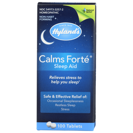 Hyland's Calms Forte sleep aid tablets by Pasteur Pharmacy, homeopathic remedy for restful sleep, 100 tablets.