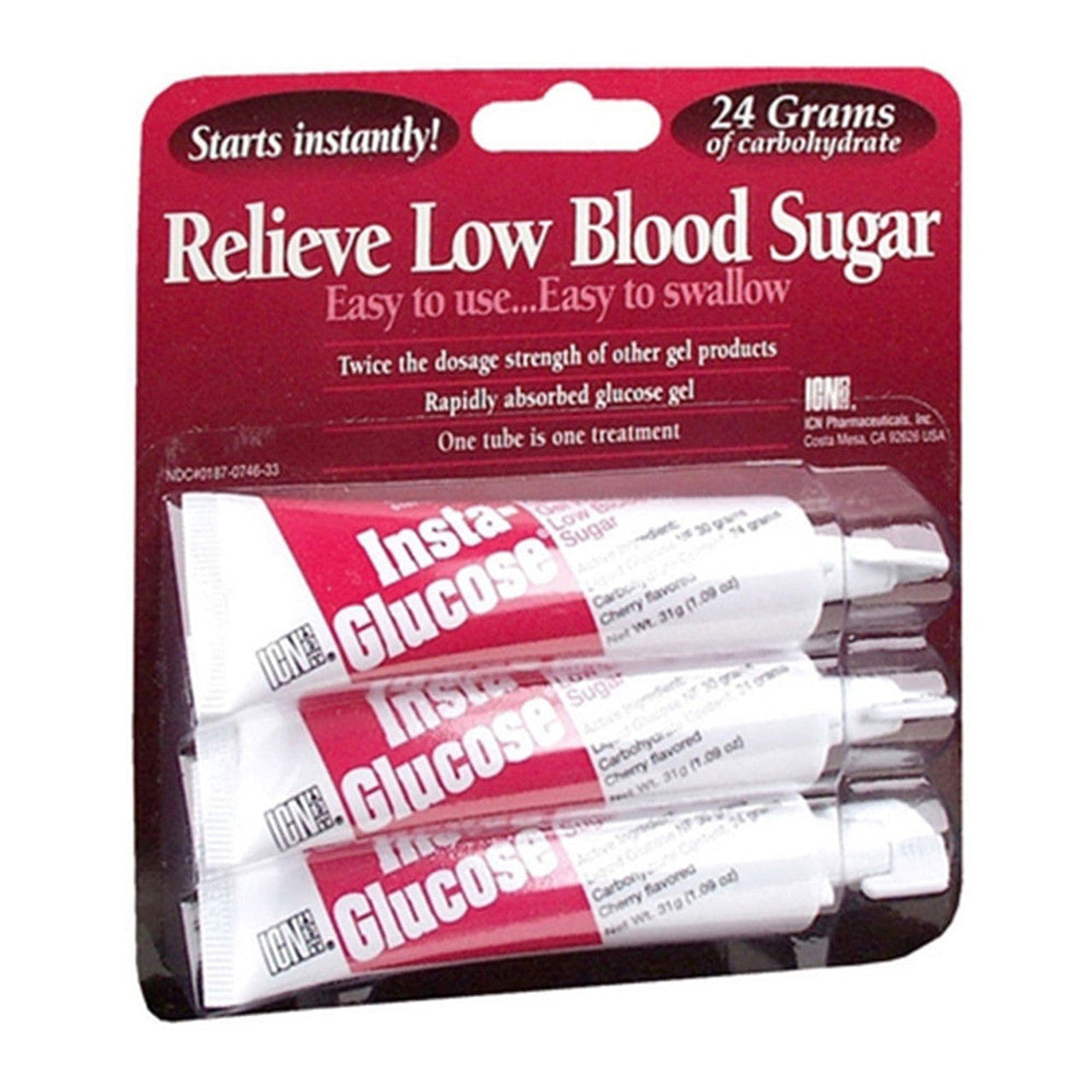 Insta-Glucose Gel by Pasteur Pharmacy, 3 packs of 31g each, in a tube for quick energy and glucose intake.