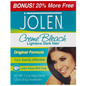 Jolen Creme Bleach Dark Hair Lightener Cream jar, 1.2 oz, in its original packaging for hair bleaching and lightening.
