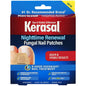 Kerasal Nighttime Renewal Fungal Nail Patches on a person's toenail, part of health and beauty treatment for fungal nails.