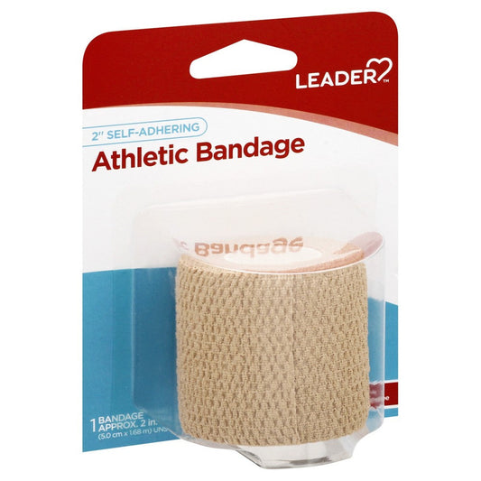 Self-adhering athletic bandage by Leader® in 2-inch width, ideal for sports injuries and muscle support, from Pasteur Pharmacy.