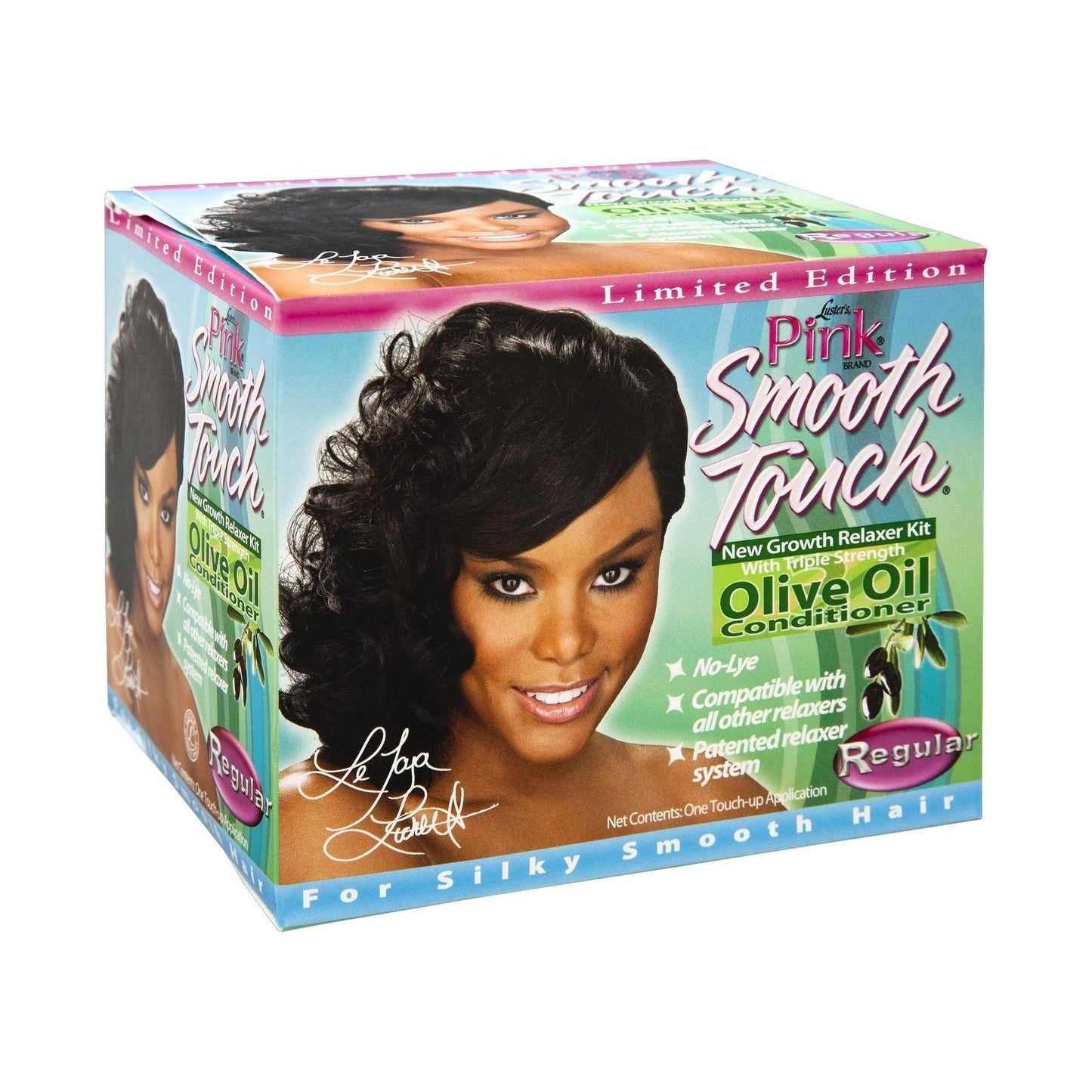 Luster's Pink Smooth Touch New Growth Relaxer Kit for healthy, relaxed hair, shown in the original packaging.