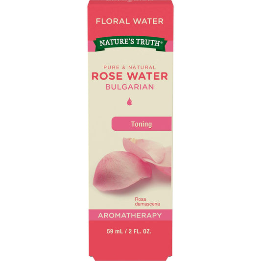 Bottle of Nature's Truth Rose Water Toner from Pasteur Pharmacy, natural skincare product for soothing and hydrating skin.