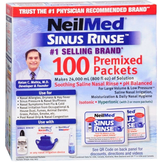 NeilMed Sinus Rinse saline nasal rinse packets for nasal cleansing and congestion relief in the health and beauty category.