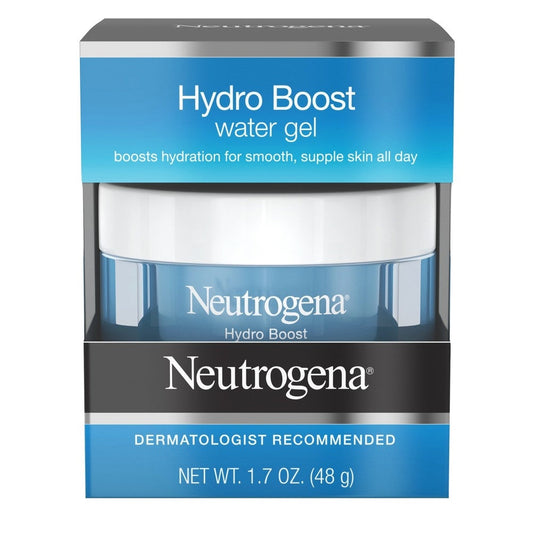 Neutrogena Hydro Boost Hyaluronic Acid Water Face Gel moisturizer for dry skin in 1.7 fl oz jar, health and beauty product.