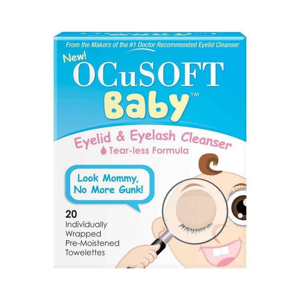 OCuSOFT Baby Eyelid and Eyelash Tearless Cleanser Towelettes, 20 count, gentle eye hygiene for infants and children