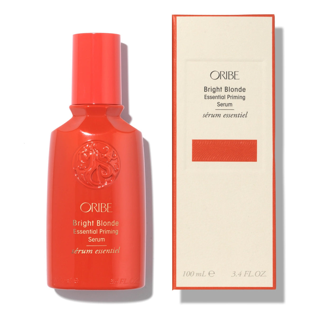 Oribe Bright Blonde Essential Priming Serum in 3.4 oz bottle, ideal for nourishing and enhancing blonde hair.