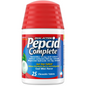 Pepcid Complete dual-action acid reducer chewable tablets in cool mint flavor, 25 count, by Pasteur Pharmacy.