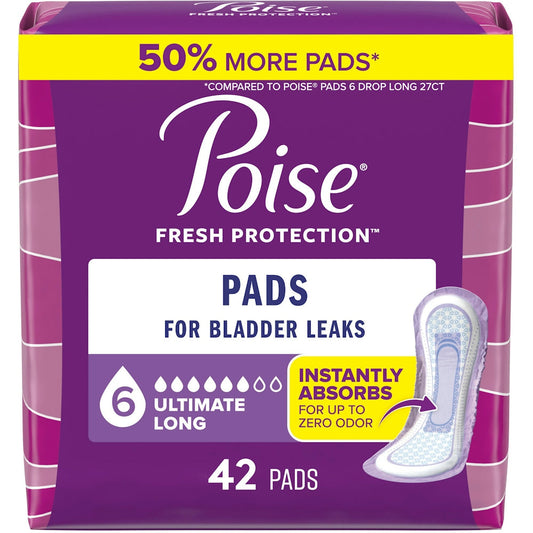 Poise Fresh Protection Pads for women, long, ultimate absorbency, health and beauty product with discreet design