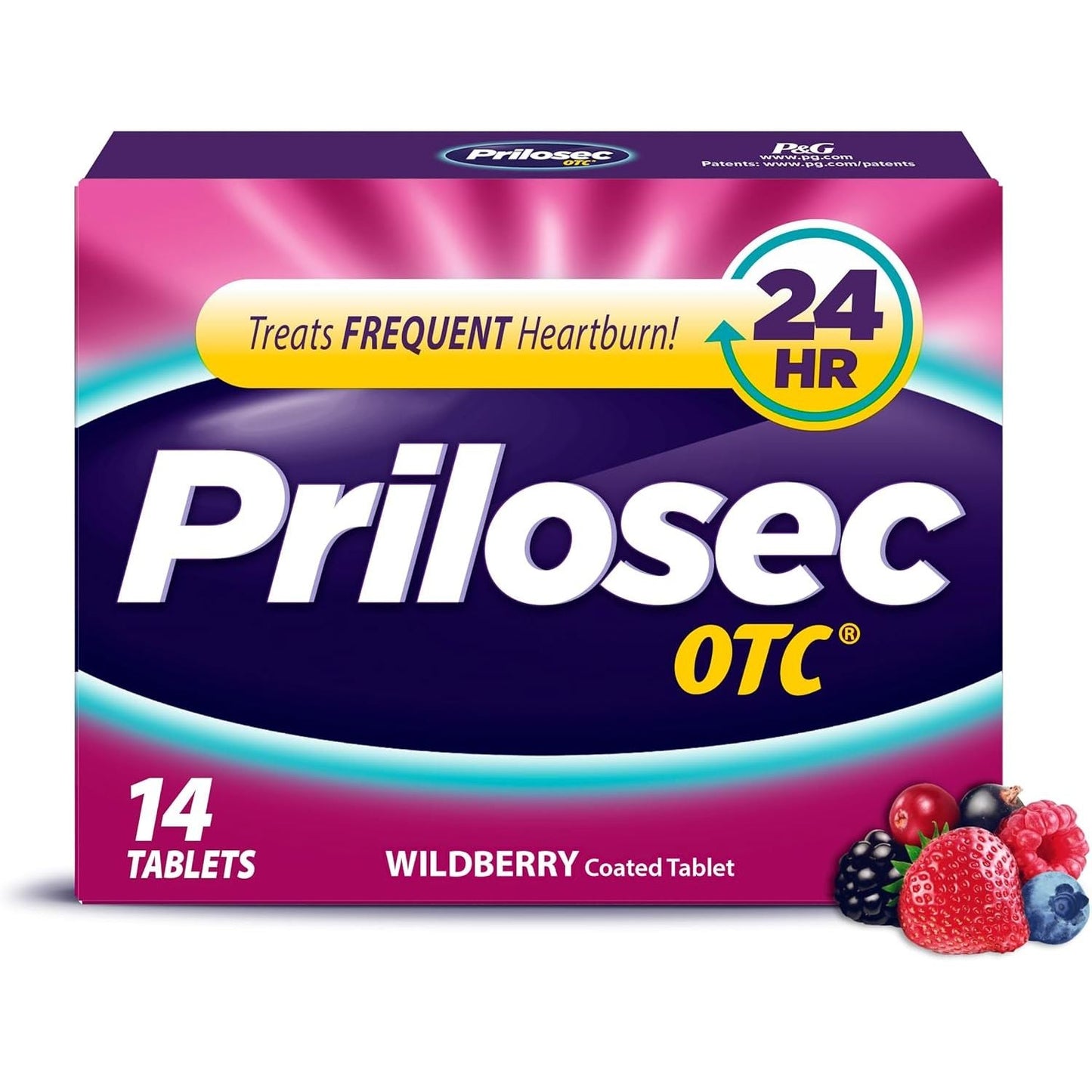 Box of Prilosec OTC 20mg delayed-release proton-pump inhibitor tablets by Pasteur Pharmacy, 14-count package.