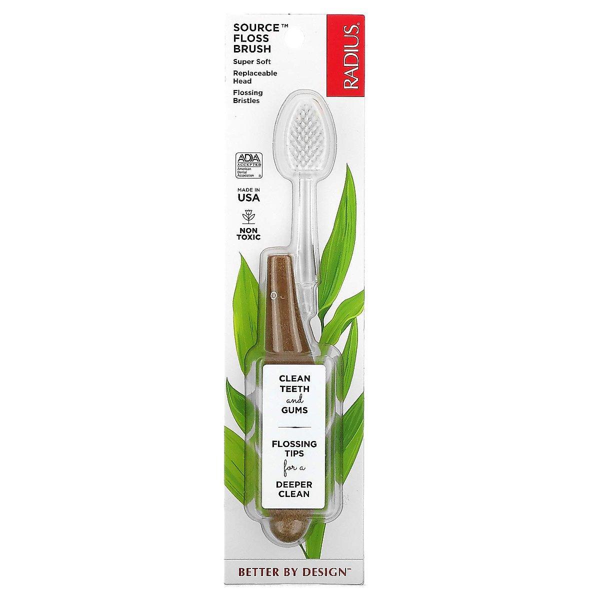 Pasteur Pharmacy Radius Source Floss Brush with super soft, replaceable head for gentle, effective tooth cleaning in health and beauty.