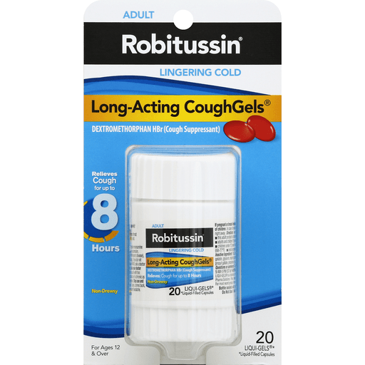 Robitussin Lingering Cold Cough Gels for Adults, Long Acting Liqui Gels, health and beauty product by Pasteur Pharmacy